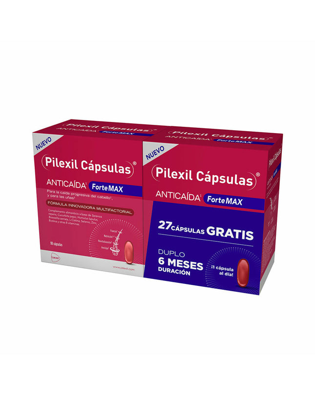 Pilexil Forte Max supplement bottle, health and personal care vitamin and mineral supplement by Pilexil, with label and cap visible.