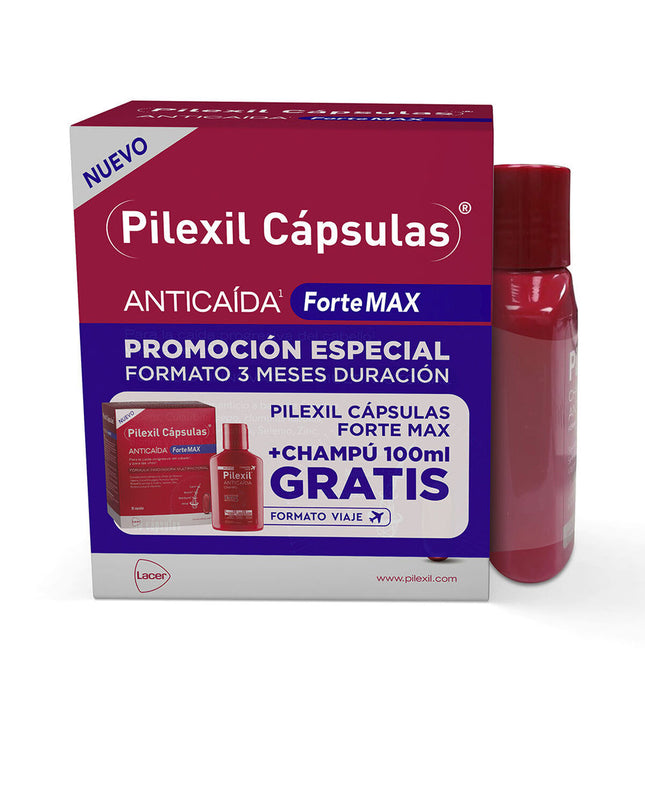 Pilexil Forte Max supplement bottle, health and personal care vitamin and mineral supplement by Pilexil, with label details visible.