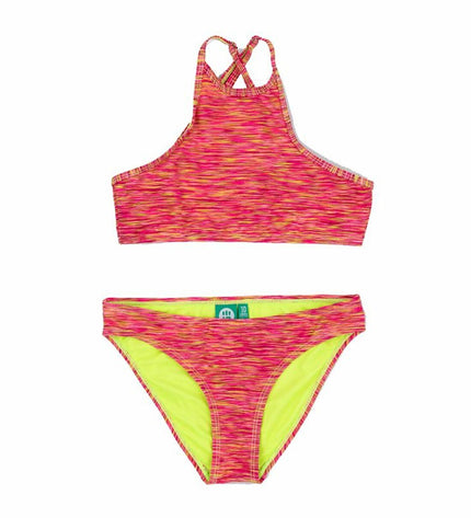 Dark pink girls' bikini shorts by Go & Win for sports and watersport activities, shown on a model.