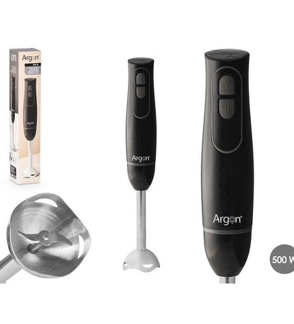 Argon handblender in black and gray with 500W power, ideal for kitchen and home use, small electric kitchen appliance.