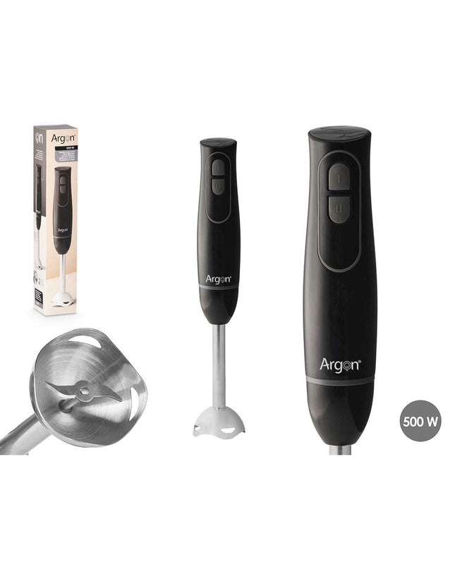 Argon handblender in black and gray with 500W power, ideal for kitchen and home use, small electric kitchen appliance.