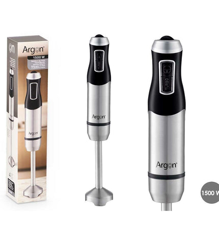 Argon handblender in black steel with 1500W power, suitable for home cooking and small electrical kitchen appliances.