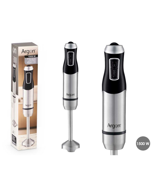 Argon handblender in black steel with 1500W power, suitable for home cooking and small electrical kitchen appliances.