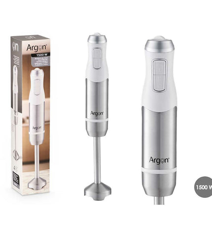 Argon handblender in white and stainless steel with 1500W power, ideal for kitchen blending tasks