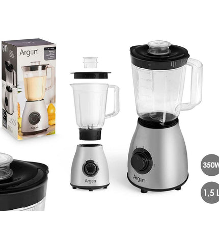 Argon stainless steel 1.5L transparent mixer for kitchen use, with 350W power and sleek design, ideal for cooking preparation.