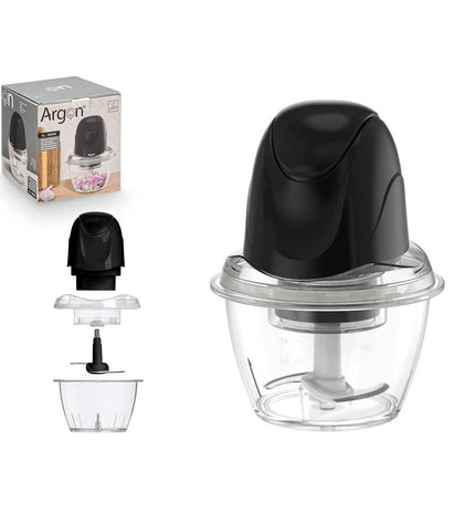 Argon Maalmachine in zwart en transparant met roestvrij staal en polyestyreen, 1L, 300W voor huis en koken.