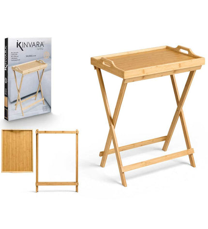 Foldable Kinvara side table in natural finish, measuring 50x36x64.5 cm, suitable for home and kitchen use.