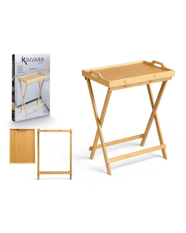 Foldable Kinvara side table in natural finish, measuring 50x36x64.5 cm, suitable for home and kitchen use.