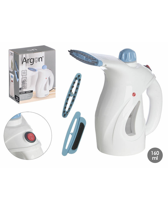 Argon Stoomijzer Argon household iron with steam station and accessories, black and silver design for effective garment ironing.
