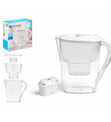 Transparent Kinvara 2.6L ABS kettle with built-in filter, ideal for kitchen use and household boiling needs.