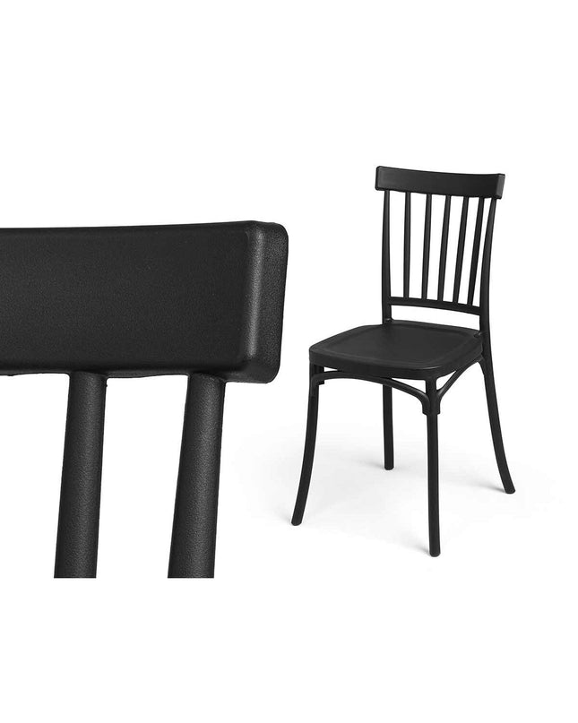 Black polypropylene chair from Gift Decor, 42 x 81.5 x 45 cm, with metal legs, suitable for home and kitchen decor.