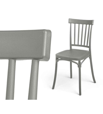 Gray polypropylene chair by Gift Decor with metal legs, measuring 42 x 81.5 x 45 cm, suitable for home and kitchen decor.