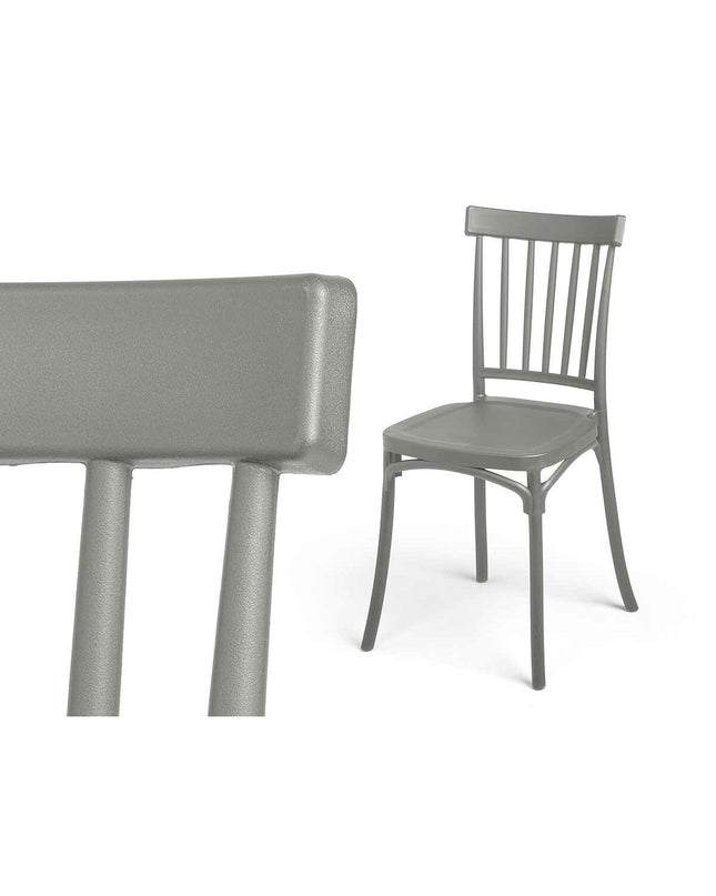 Gray polypropylene chair by Gift Decor with metal legs, measuring 42 x 81.5 x 45 cm, suitable for home and kitchen decor.