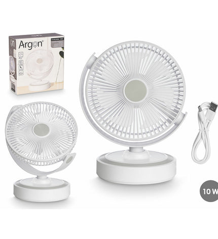 Argon Tafelventilator in wit, portable air conditioner, compact 21x28x32.5 cm for home cooling and ventilation.