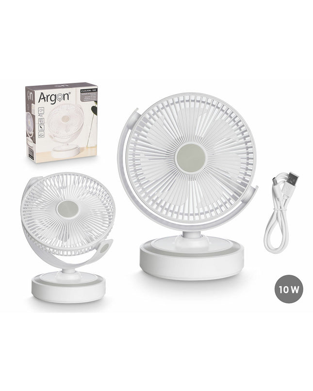 Argon Tafelventilator in wit, portable air conditioner, compact 21x28x32.5 cm for home cooling and ventilation.