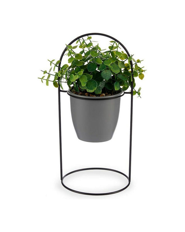 Gray decorative Ibergarden plant in metal and plastic container, 21x30x21 cm with stand, for home decor.