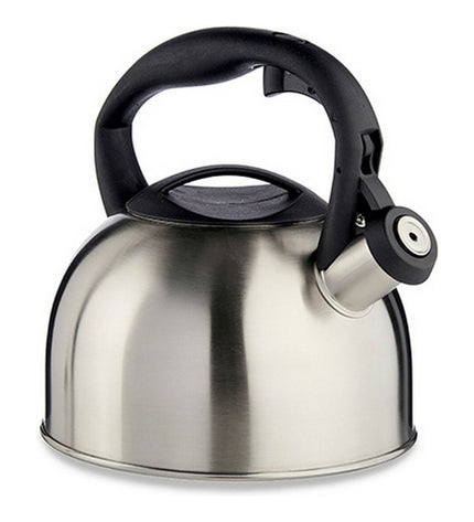 Kinvara Theepot 2.5L in stainless steel, suitable for brewing tea or hot water, with a sleek handle and spout.