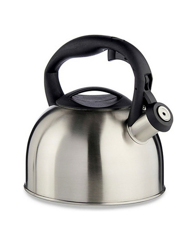 Kinvara Theepot 2.5L in stainless steel, suitable for brewing tea or hot water, with a sleek handle and spout.