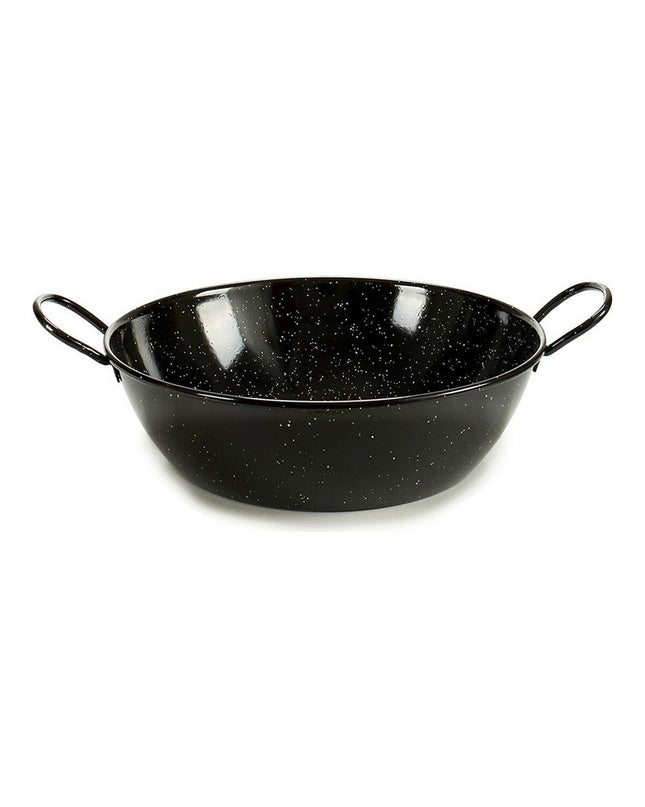 Black enameled deep pan with handle from La Dehesa, suitable for home cooking and kitchen use in steel material.