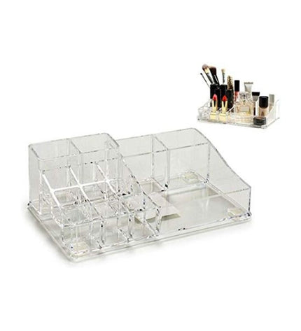 Berilo make-up organizer for bathroom, compact storage with multiple compartments, measuring 12.5 x 7 x 22.3 cm, beige color