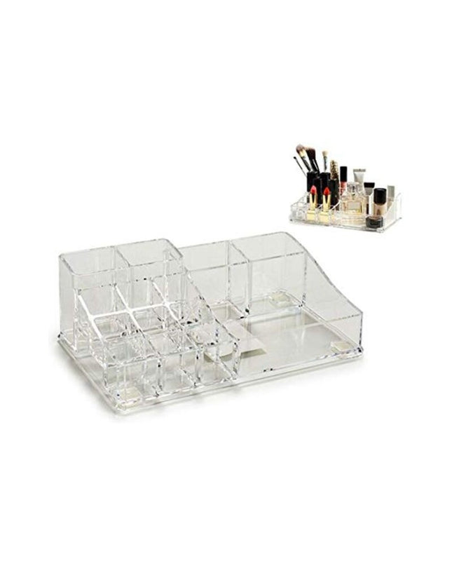 Berilo make-up organizer for bathroom, compact storage with multiple compartments, measuring 12.5 x 7 x 22.3 cm, beige color