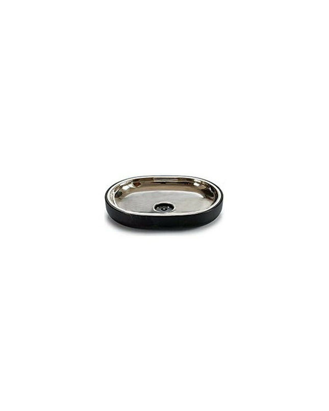 Zilverkleurige Zeepschaal van roestvrij staal en plastic, 9,5 x 2,5 x 13 cm, geschikt voor huis en bad, BigBuy Home