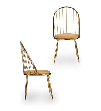 Gift Decor gouden mosterd polyester stoel with iron frame, measuring 48x95.5x48 cm, used as home and kitchen furniture.