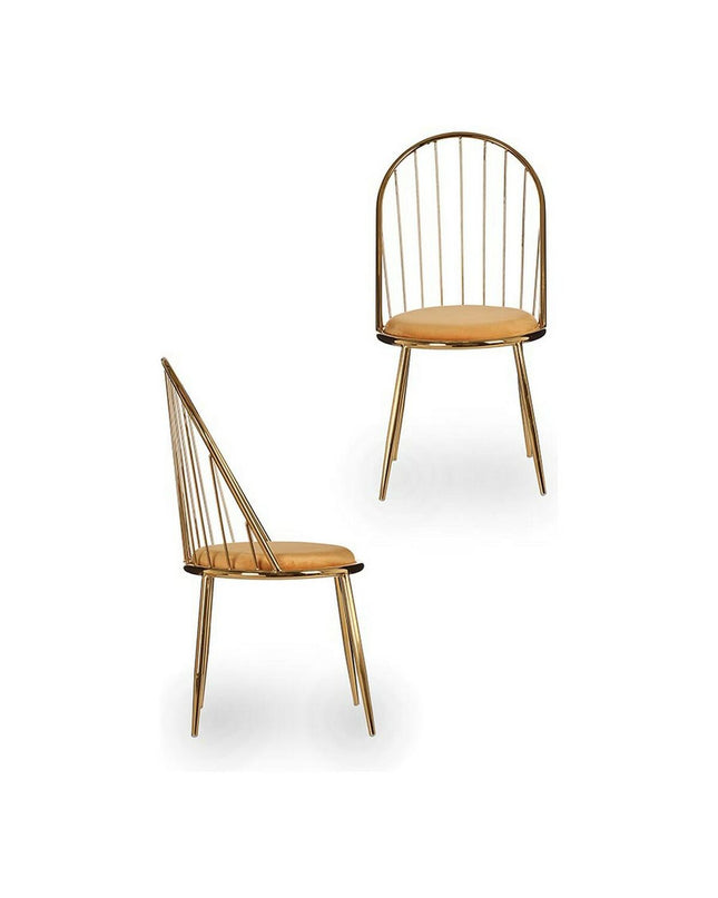Gift Decor gouden mosterd polyester stoel with iron frame, measuring 48x95.5x48 cm, used as home and kitchen furniture.