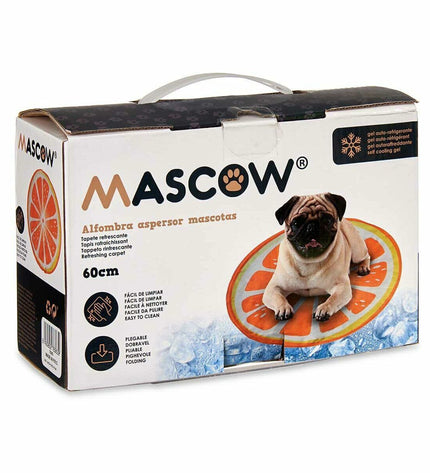 Refurbished Mascow dog feeding mat in bright orange, designed for pet feeding and bowl placement, with a durable, non-slip surface.