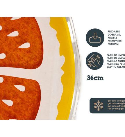 Yellow and orange dog pet mat by Mascow, 35x35 cm, with a textured surface for comfort and durability.