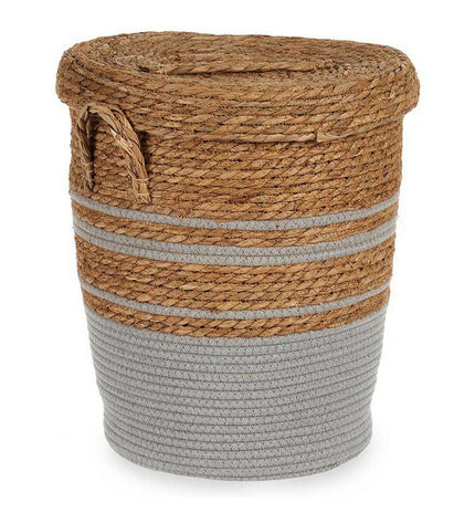 Mand Gift Decor Bruin Grijs Zeealgen storage container with lid, ideal for home and kitchen organization.