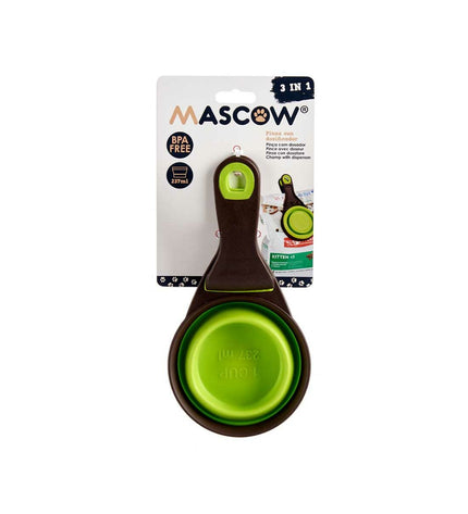 Meetlepel Mascow Groen Grijs 237 ml 3-in-1 cat product with green and gray design, featuring a compact, multi-purpose container.