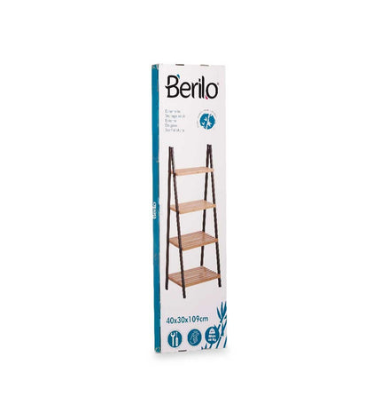 Natuurlijk zwarte badkamerschappen van Berilo met afmetingen 40 x 109,3 x 30 cm, geschikt voor huis en badruimte.