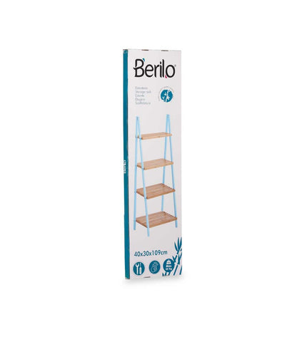 Natuurlijk blauwe badkamer wandplank van Berilo met afmetingen 40 x 109,3 x 30 cm voor huis en koken, badkamersfeer.
