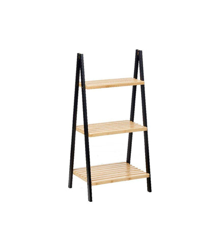 Berilo zwart badkamerkastje met natuurlijke afwerking, 40,3 x 81,5 x 30 cm, voor badkamer en huisgebruik