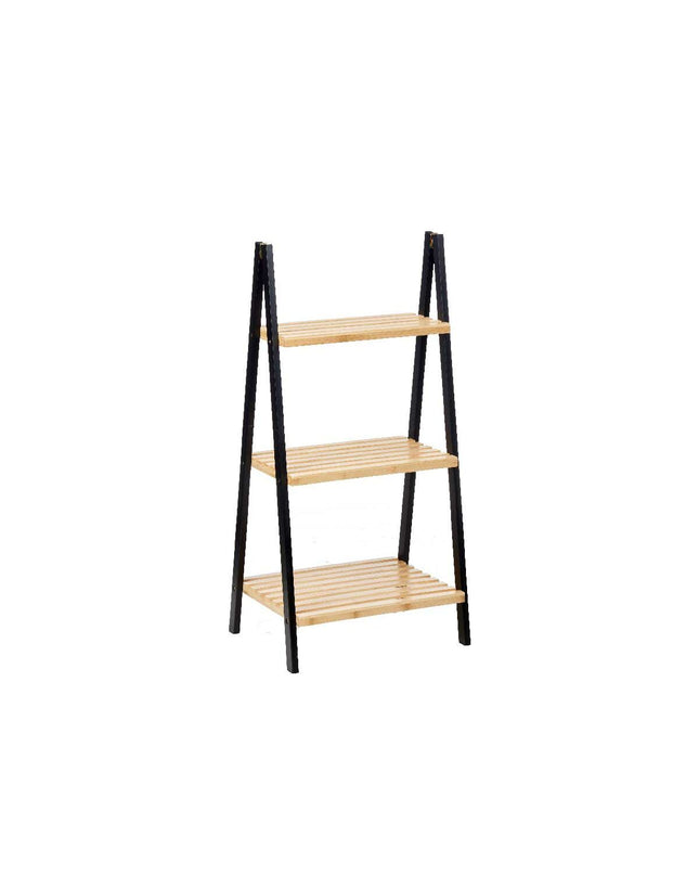 Berilo zwart badkamerkastje met natuurlijke afwerking, 40,3 x 81,5 x 30 cm, voor badkamer en huisgebruik