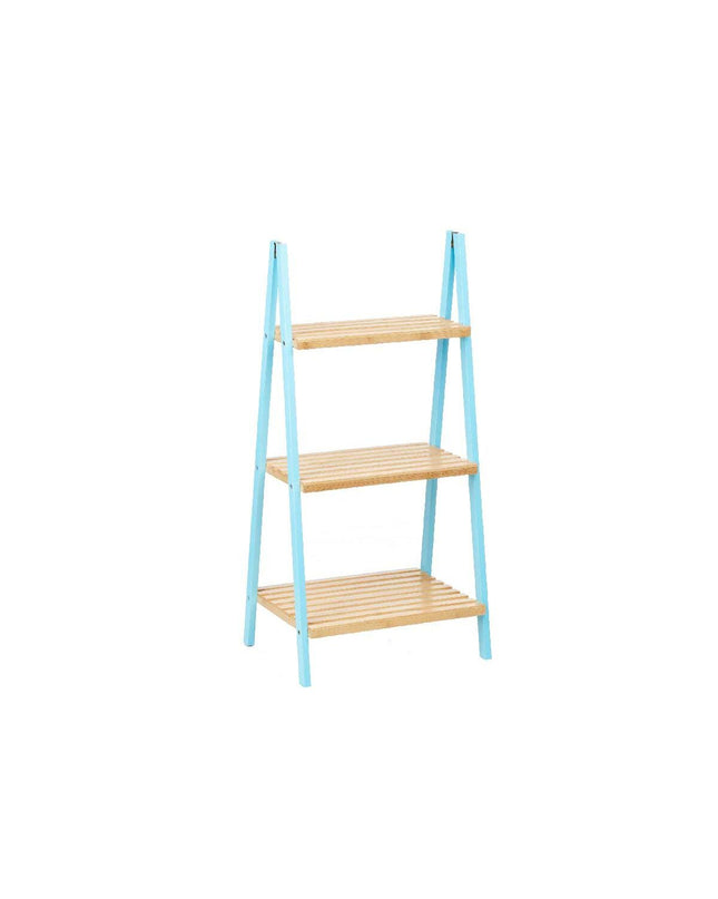 Berilo blauw badkamerkastje met natuurlijke afwerking, 40,3 x 81,5 x 30 cm, geschikt voor huis en koken badkamers.