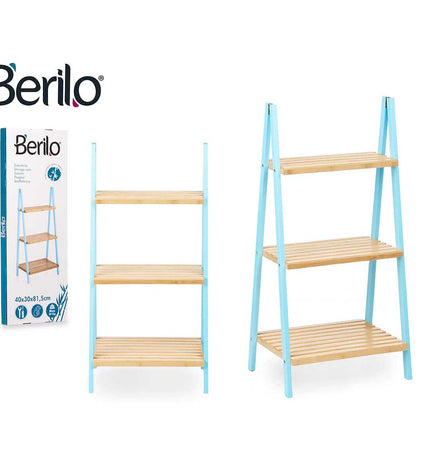 Berilo Blauwe badkamerkast Berilo Blauw Natuurlijk, 40.3 x 81.5 x 30 cm, huis en koken badkamermeubel, houten finish