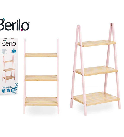 Berilo roze natuurlijke badkamerkast met houtlook, 40,3 x 81,5 x 30 cm, voor huis en koken badkameropstelling