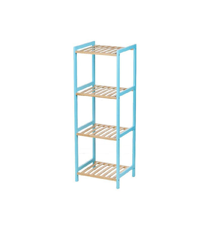Berilo blauw badkamerkast met natuurlijke afwerking, 35 x 30 x 100 cm, voor huis en koken, badkamers en opslag.