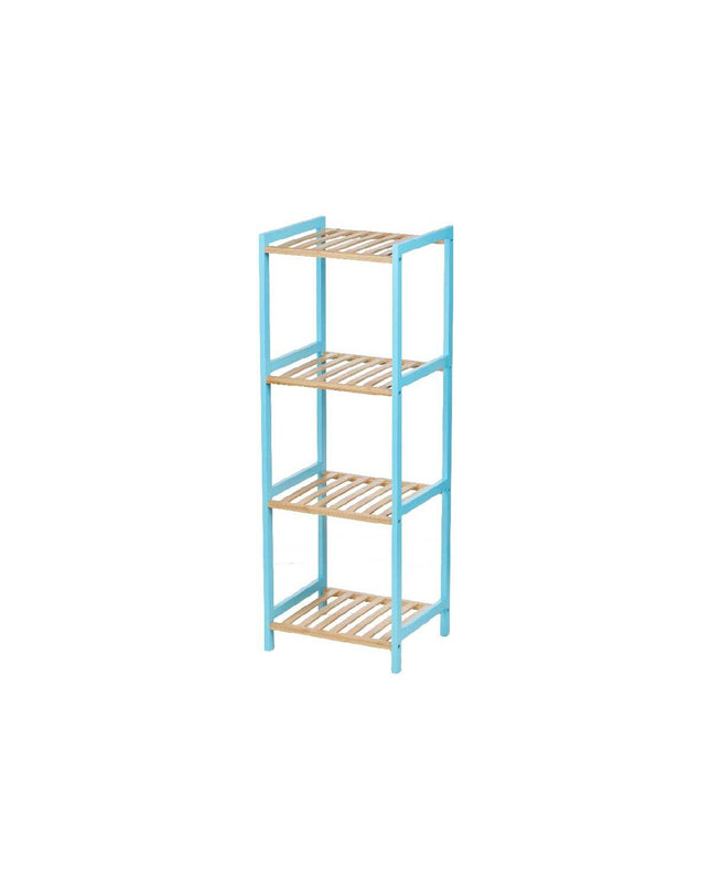 Berilo blauw badkamerkast met natuurlijke afwerking, 35 x 30 x 100 cm, voor huis en koken, badkamers en opslag.