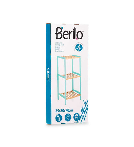 Berilo Badkamerschappen in muntgroen, 35 x 30 x 70 cm, muurbeugel voor badkamer en keuken, natuurlijke uitstraling