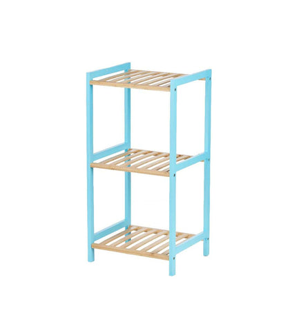 Berilo Blauw bathroom cabinet, natural wood finish, 35x30x70 cm, with doors and handles, suitable for bathroom storage.