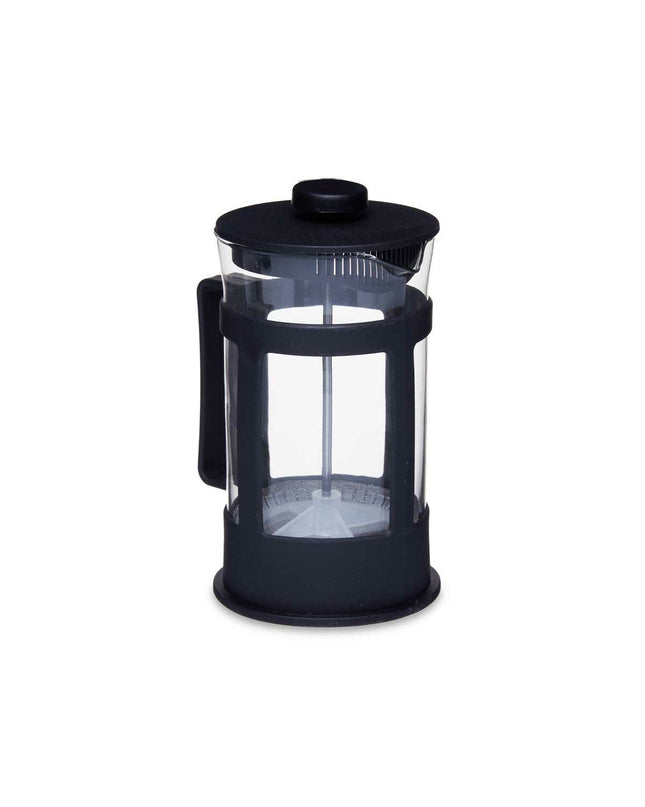 Kinvara black transparent teapot with piston, 1L capacity, showcasing a sleek design for home and kitchen tea brewing.