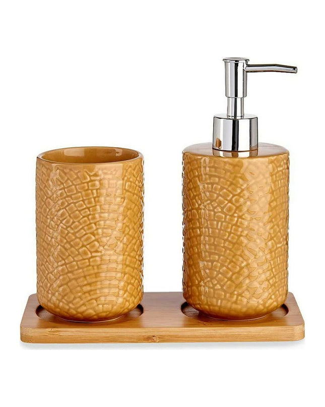 Berilo Badset Berilo Kameel Bamboe polypropyleen ABS keramiek in kwadratisch formaat 9x18.5x20 cm, geschikt voor huis en koken