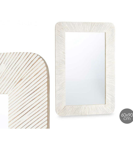 Rectangular Gift Decor wall mirror with white and brown striped frame, 90x60cm, ideal for home decor and interior design.