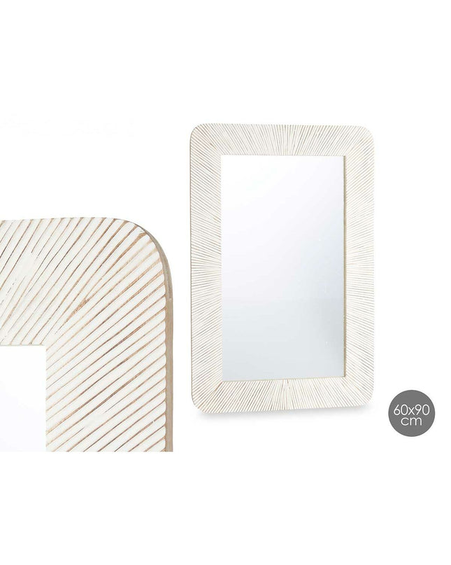 Rectangular Gift Decor wall mirror with white and brown striped frame, 90x60cm, ideal for home decor and interior design.