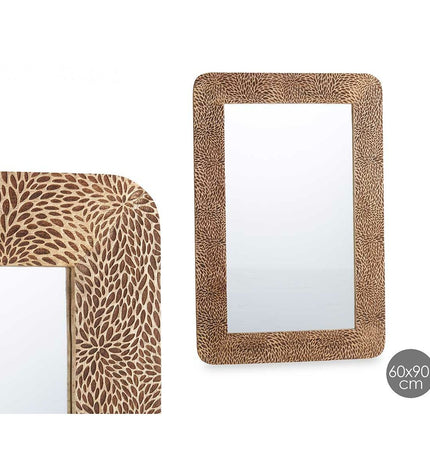 Rectangular brown wall mirror by Gift Decor, 90x60 cm, with a sleek frame, suitable for home decor and interior decoration.