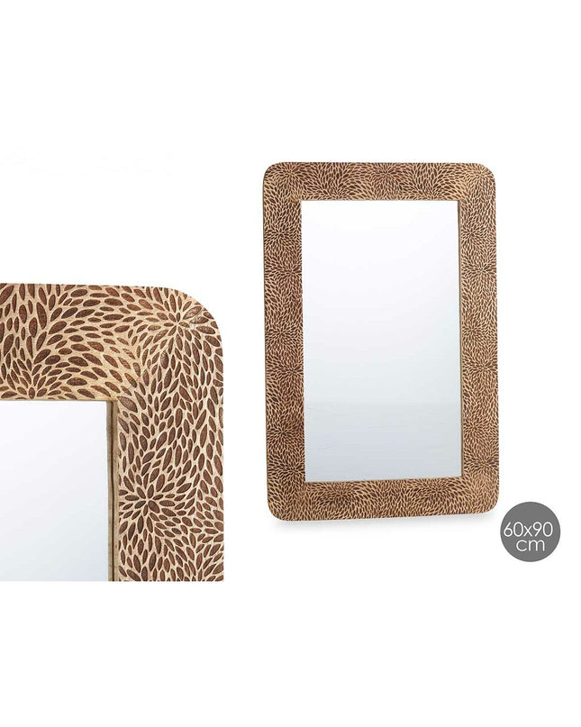 Rectangular brown wall mirror by Gift Decor, 90x60 cm, with a sleek frame, suitable for home decor and interior decoration.