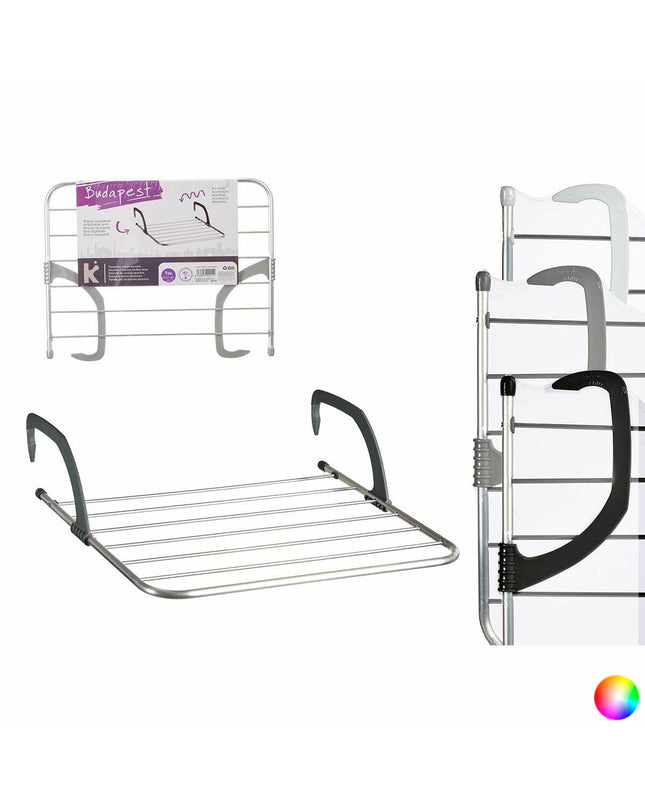 Kipit white and silver laundry line with aluminum and plastic components, measuring approximately 63 x 3 x 50 cm for household use.